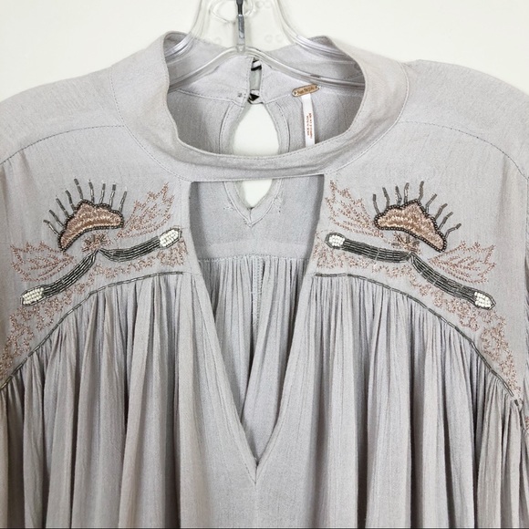 Free People Boho Embellished Oversized Flowy Top S - Picture 3 of 8